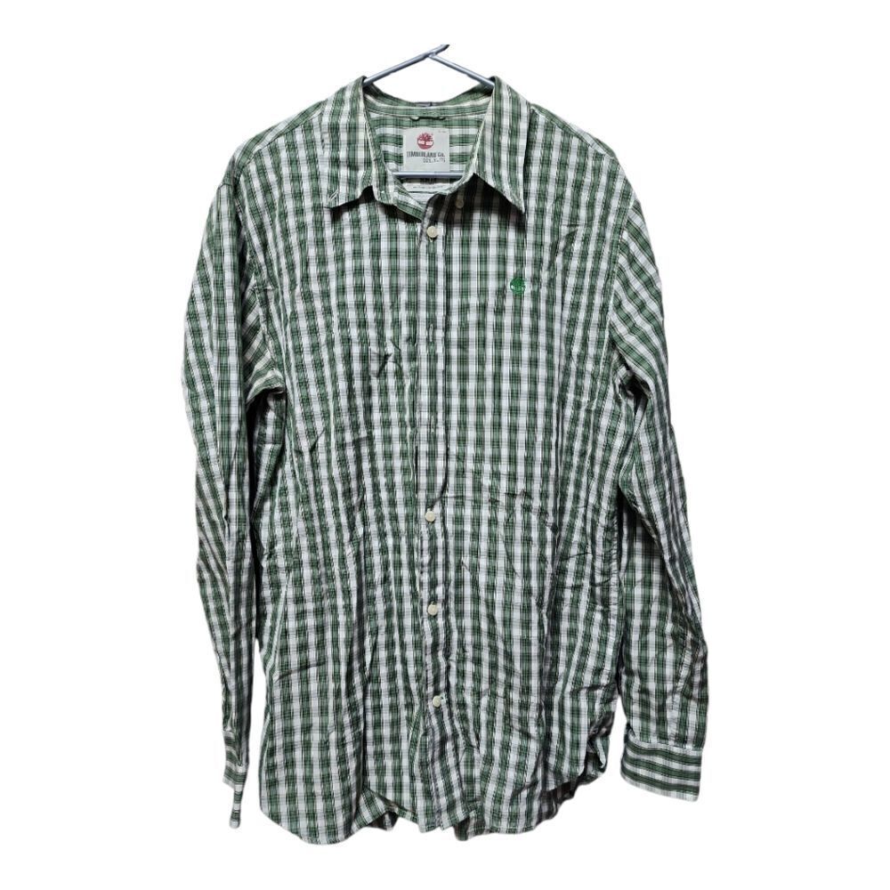 612 - Timberland Green Plaid Button Down Size XL - like new